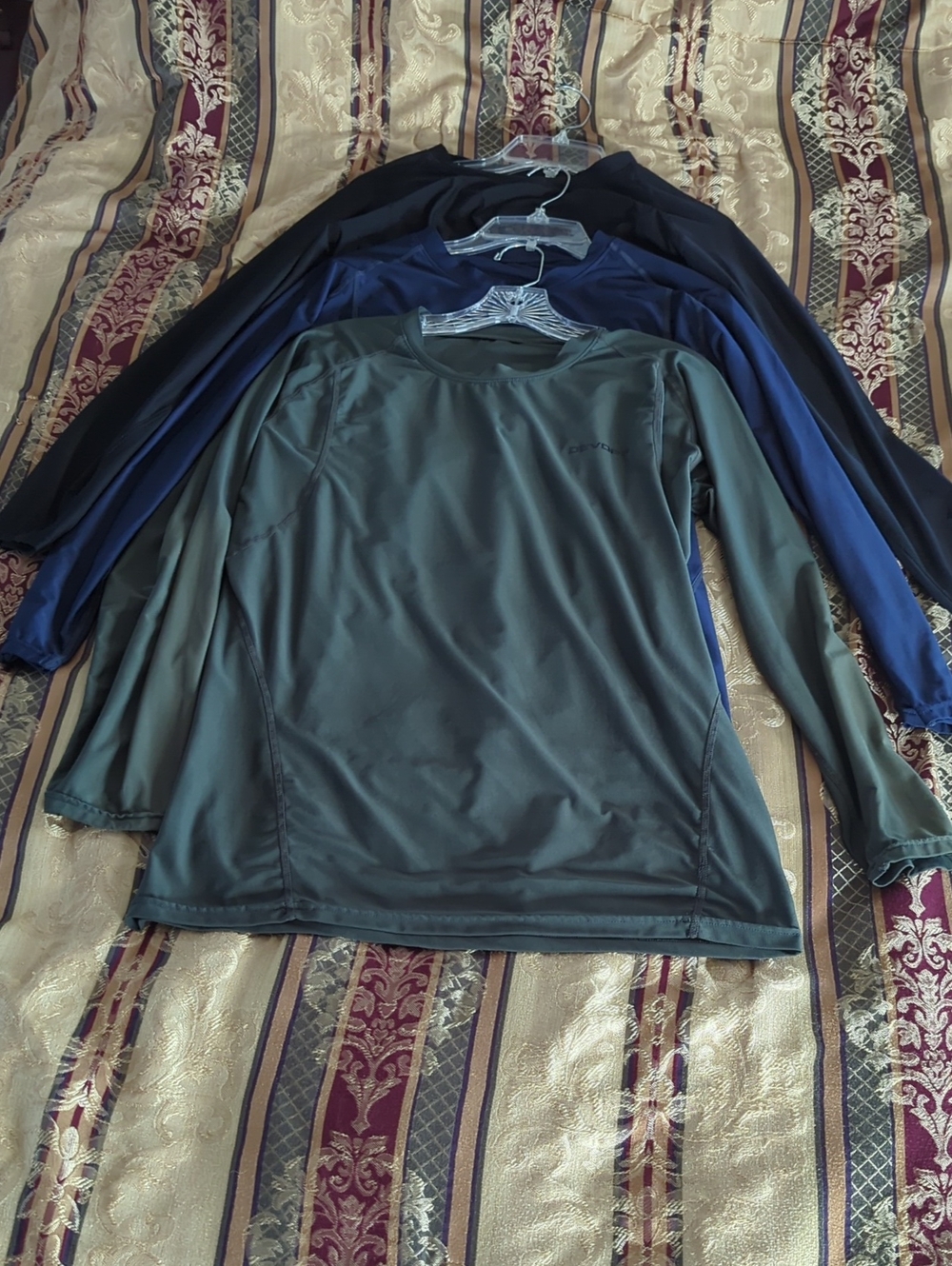 Devops Men's Long Sleeve Performance Tops - Olive, Navy, Black (3-Pack)
